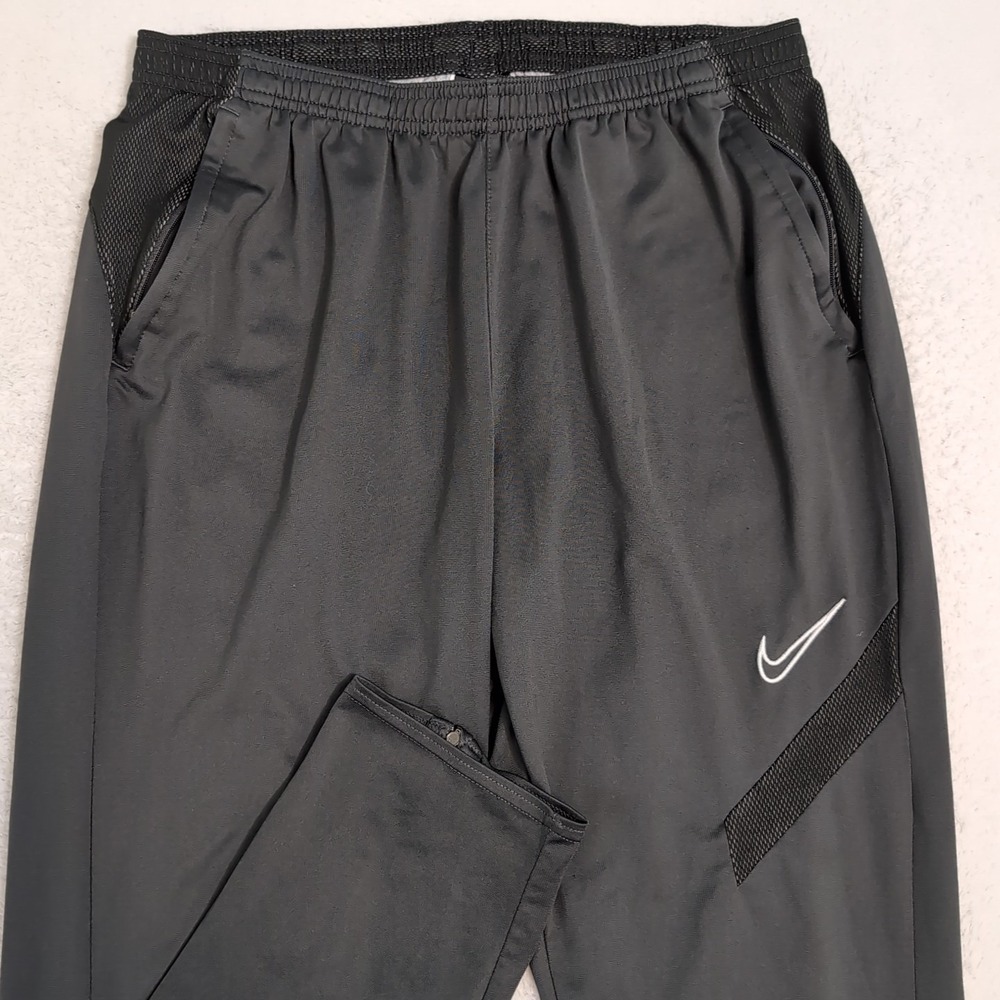 Nike Adult L 30"x28" Academy Pro Knit Trousers Tracksuit Pants Gray Tapered Zips